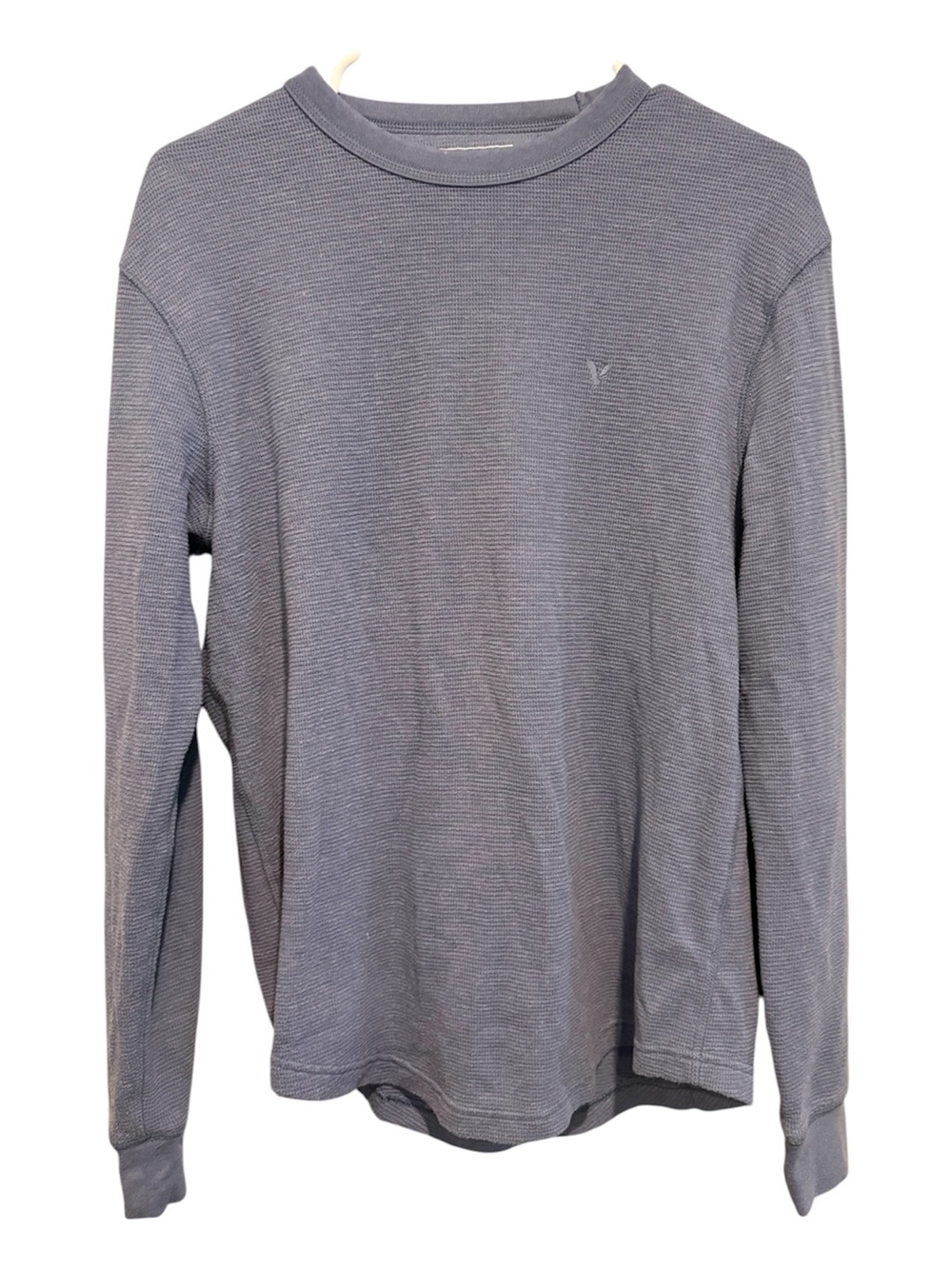 American Eagle Waffle Knit Blue Long Sleeved Shirt. Size S